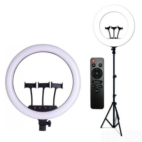 Ring Light Professionnel 18 Pouces + Télécommande + Trépied Selfie