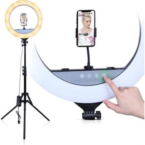 Ring Light Professionnel 18 Pouces + Télécommande + Trépied Selfie