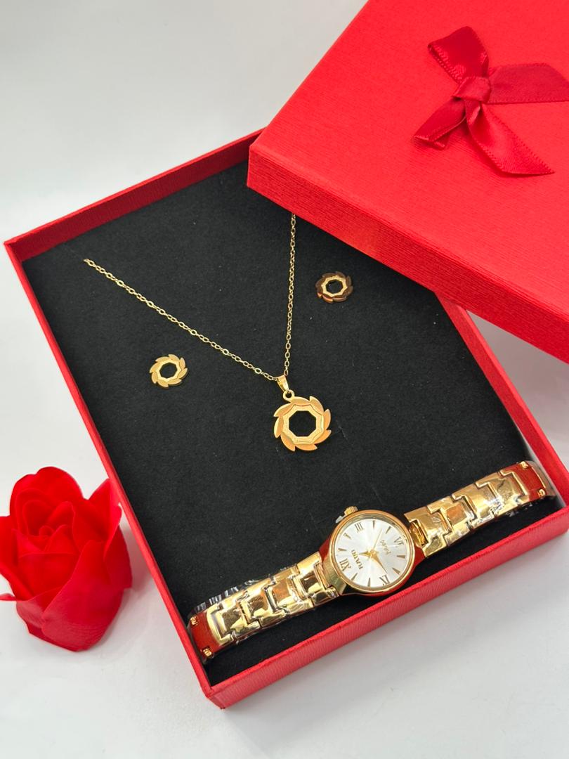 Ensemble Coffret Bijoux ( Chaîne Et Montre )Or