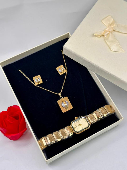 Ensemble Coffret Bijoux ( Chaîne Et Montre )Or