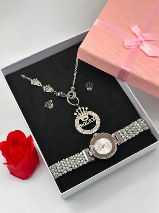 Ensemble Coffret Bijoux ( Chaîne Et Montre )Argent