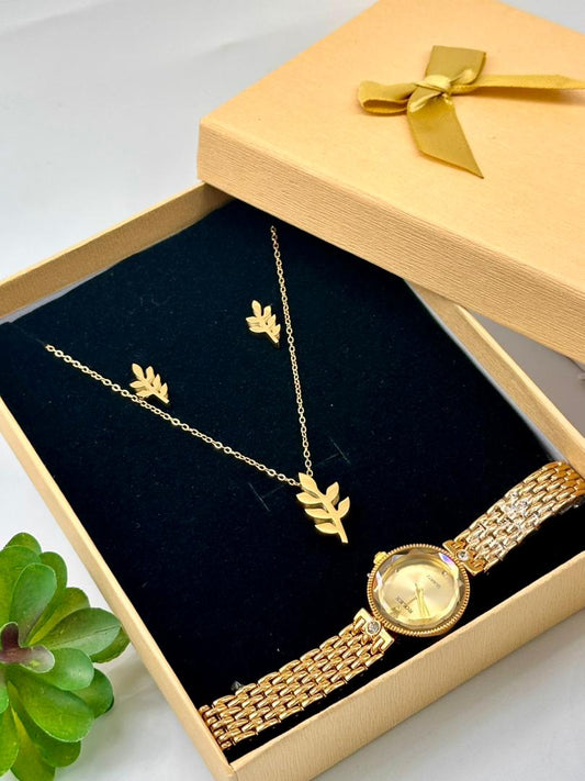 Ensemble Coffret Bijoux ( Chaîne Et Montre )Or