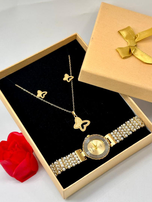 Ensemble Coffret Bijoux ( Chaîne Et Montre )Or