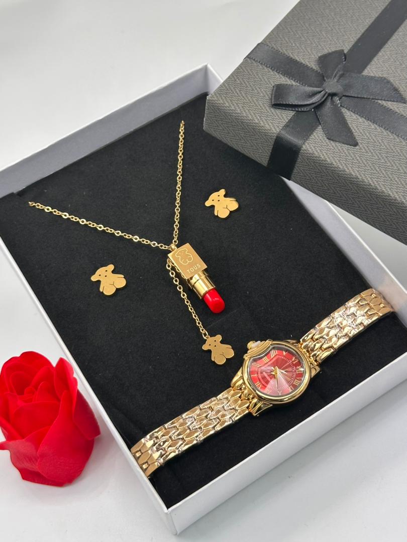 Ensemble Coffret Bijoux ( Chaîne Et Montre )Or