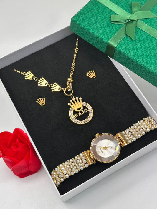 Ensemble Coffret Bijoux ( Chaîne Et Montre )Or