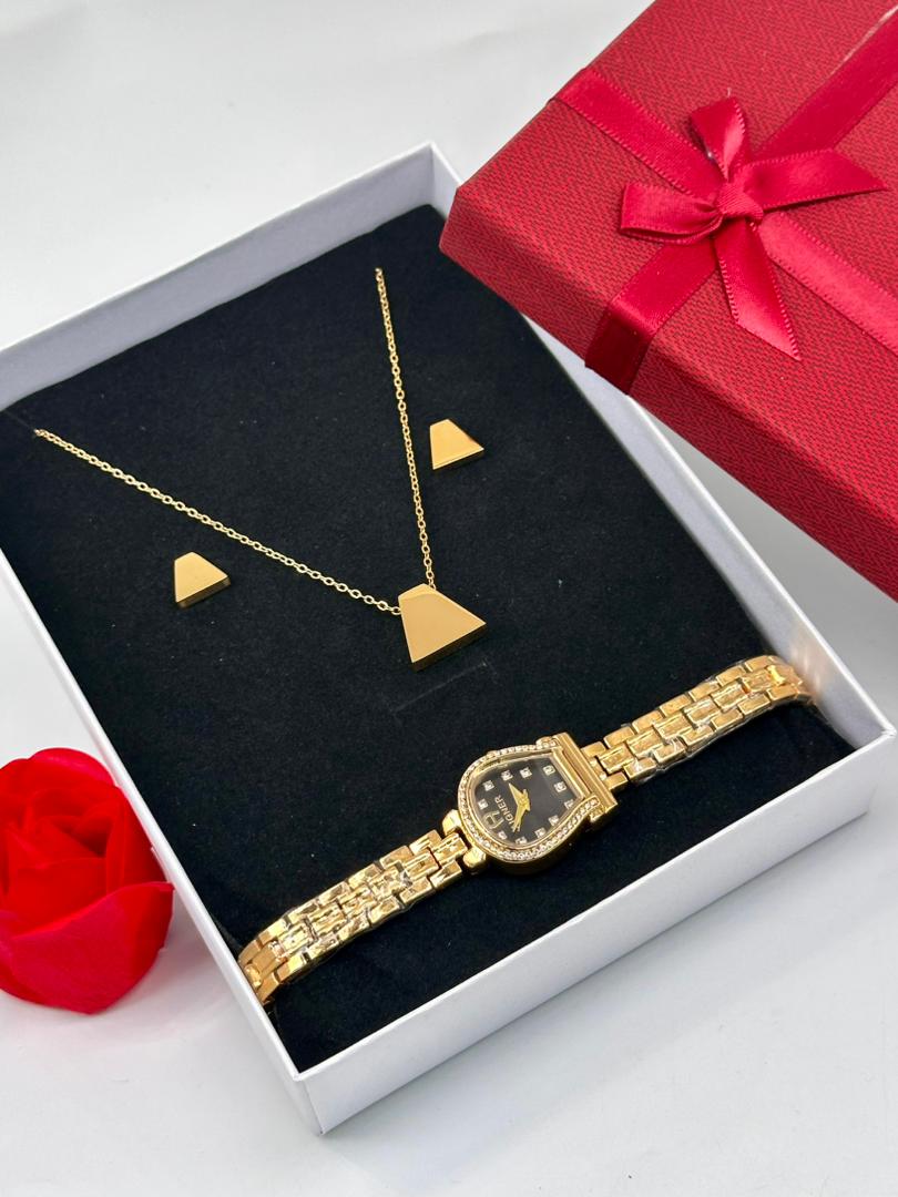 Ensemble Coffret Bijoux ( Chaîne Et Montre )Or