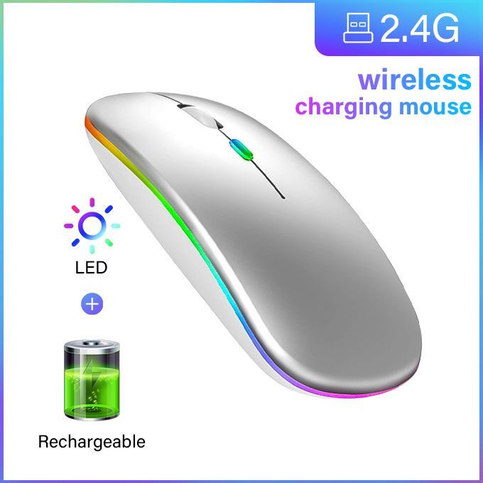 Souris Sans Fil Ultra Mince 2.4G Argent Rechargeable